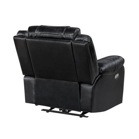 Homelegance Huron Power Reclining Chair in Black Faux Leather - back view