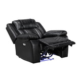 Modern Black Power Recliner with One-Touch Control and USB Port