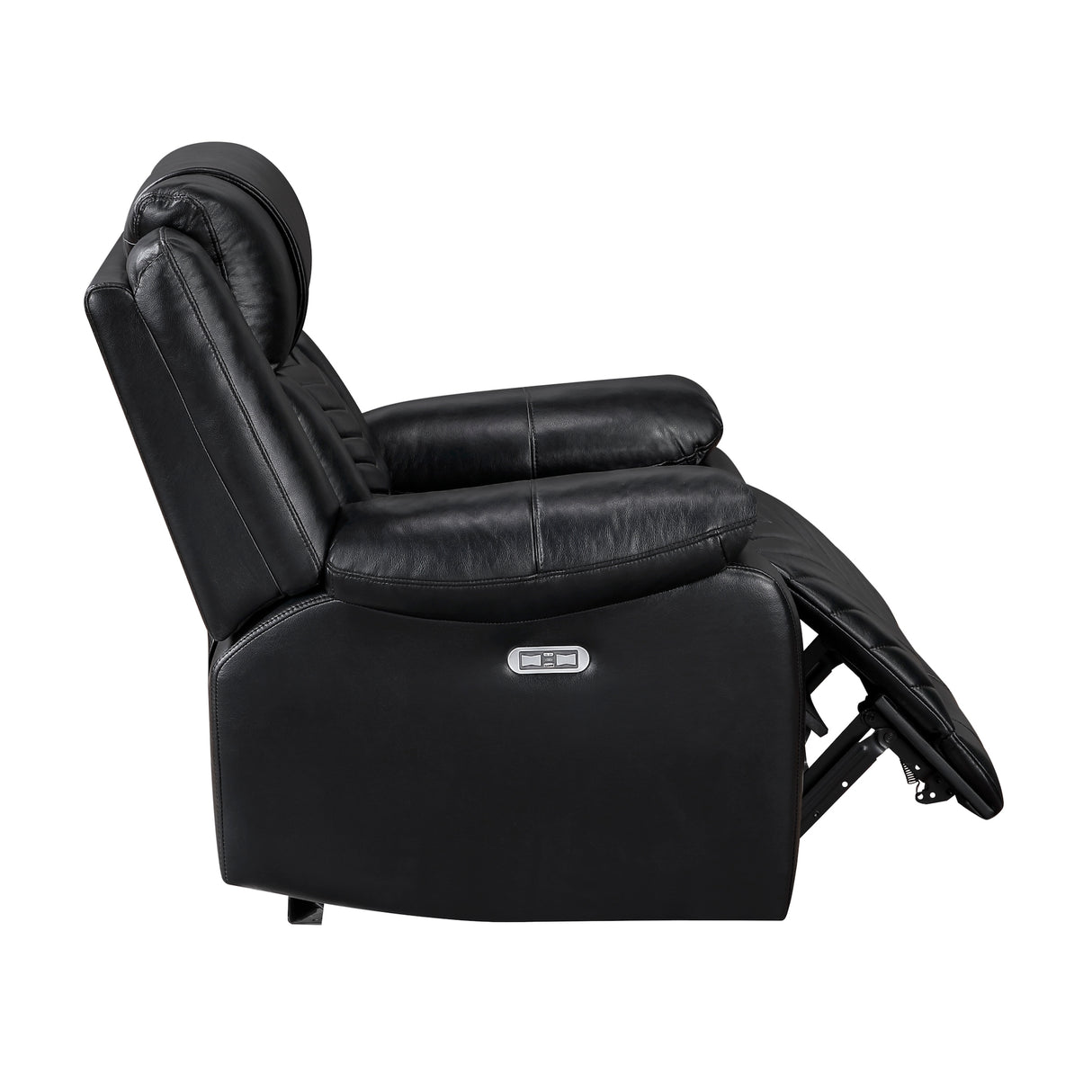 Black Faux Leather Power Recliner Chair with USB and LED Lighting