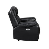Homelegance Huron Power Reclining Chair in Black Faux Leather - side view