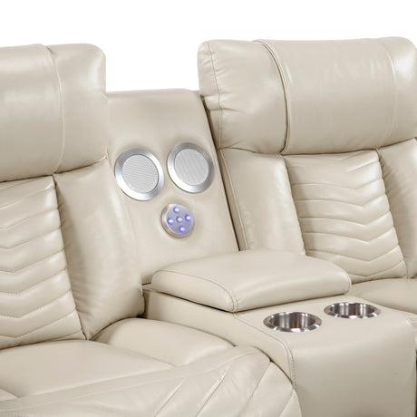 Huron Loveseat Center Console with Cup Holders, Speakers and Storage