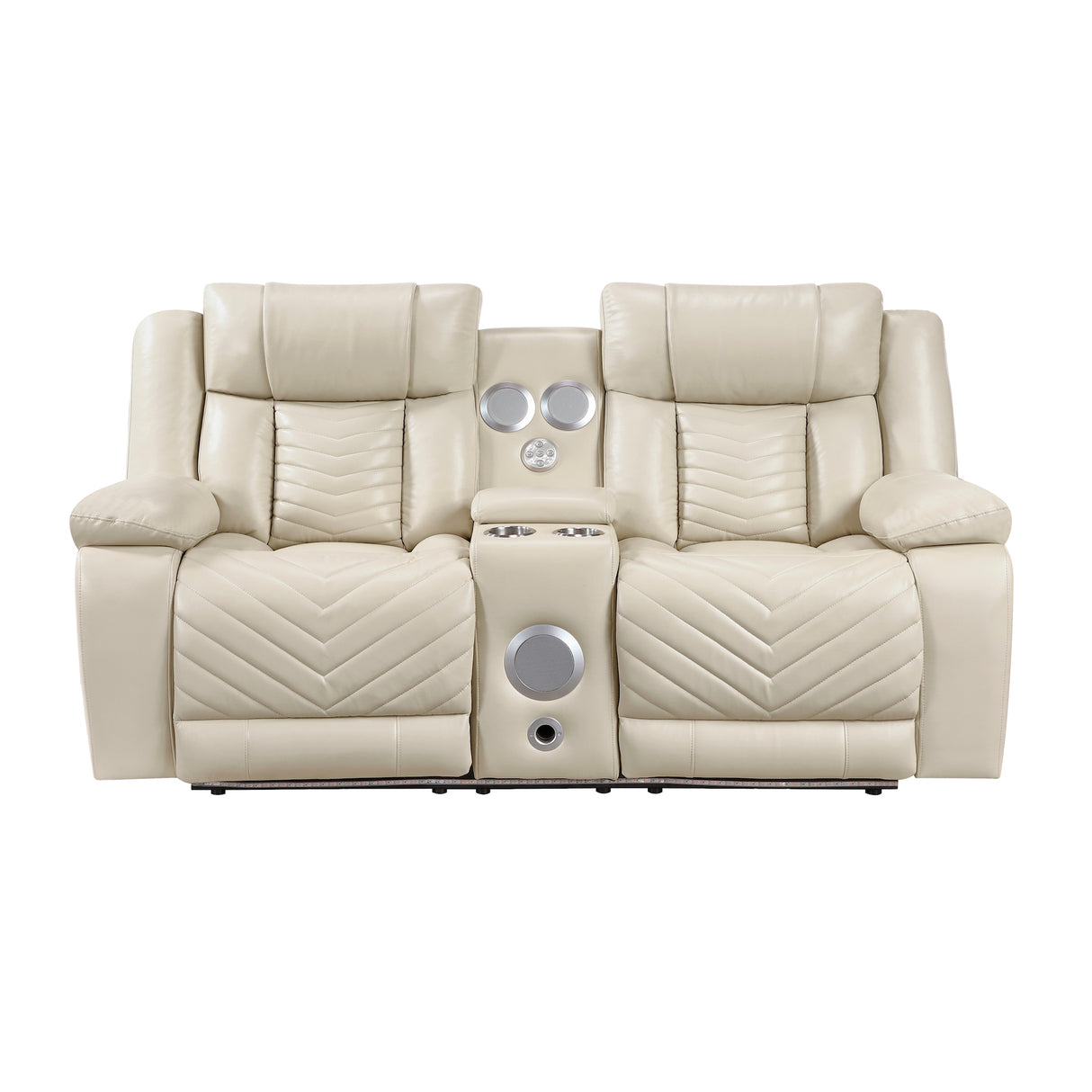 Homelegance Huron Beige Power Reclining Loveseat – Front View