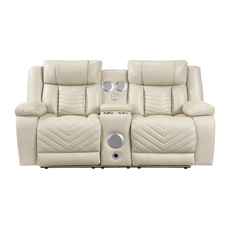 Homelegance Huron Beige Power Reclining Loveseat – Front View
