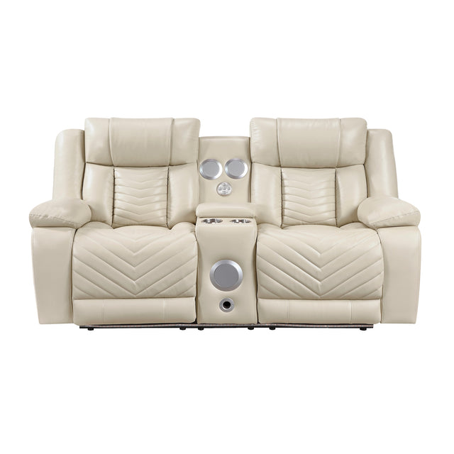 Homelegance Huron Beige Power Reclining Loveseat – Front View