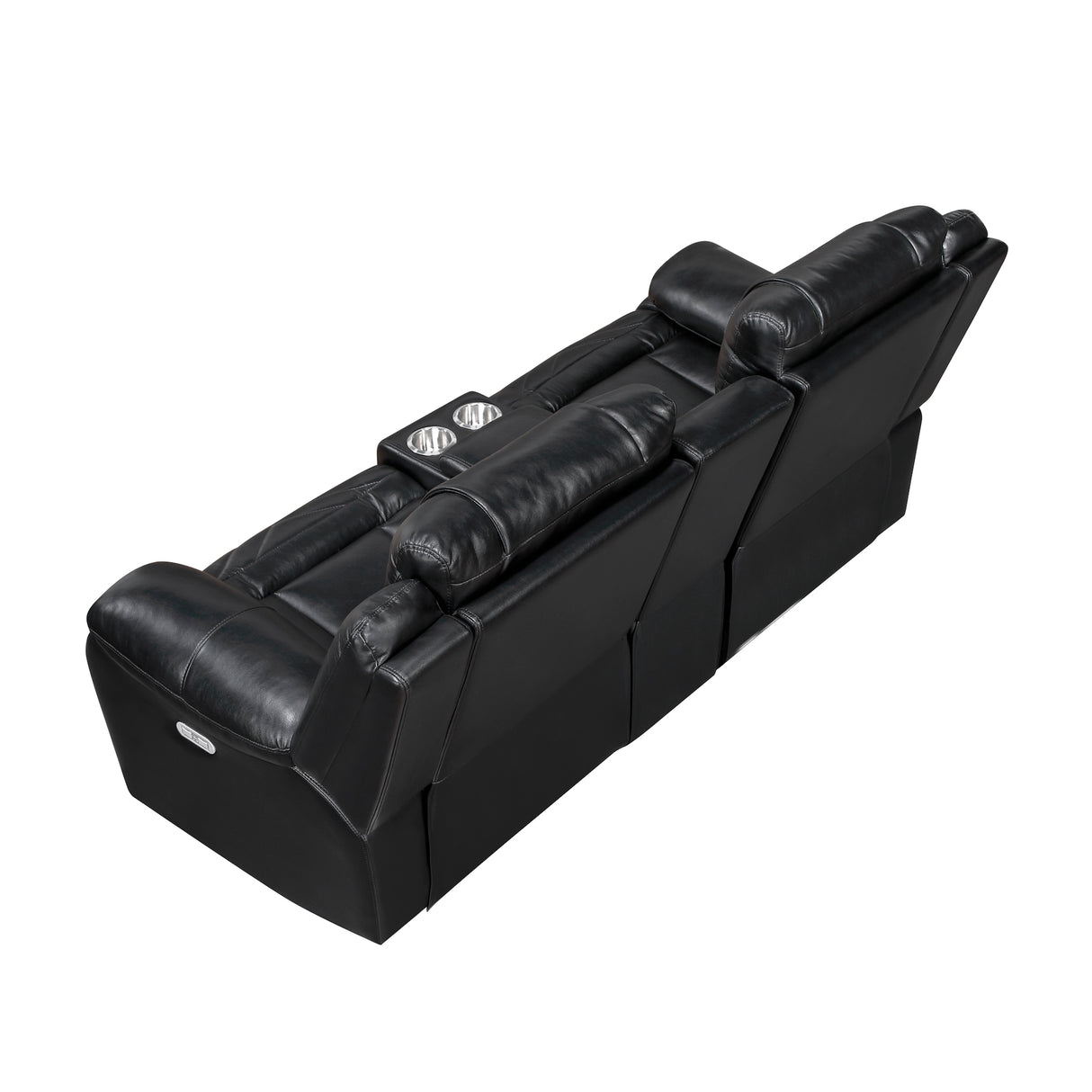 Homelegance Huron Collection Power Loveseat with Center Console - back view