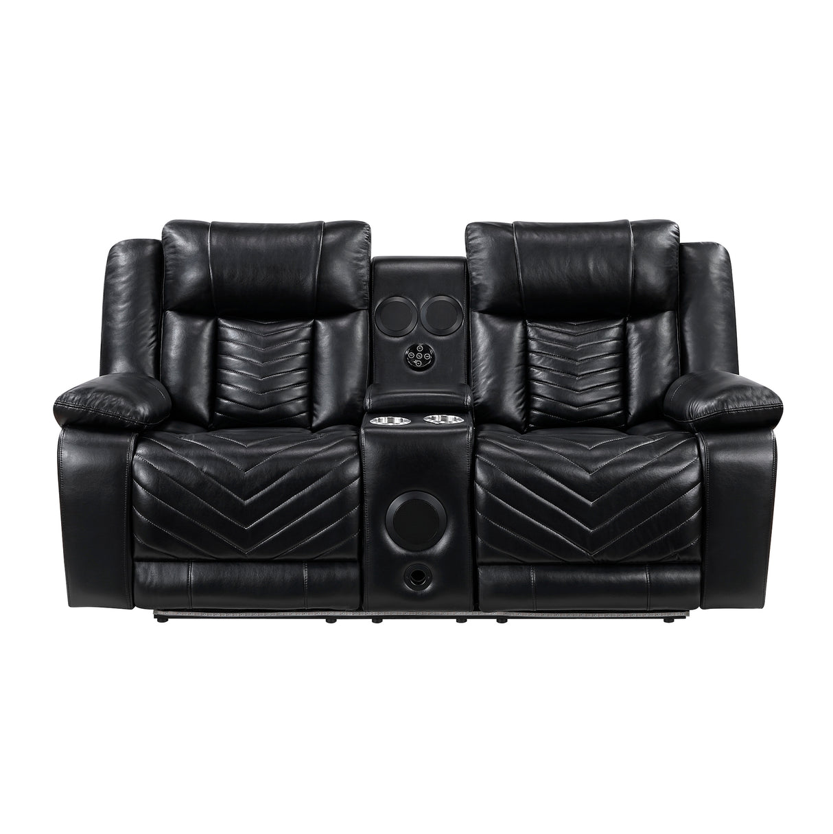 Homelegance Huron Power Reclining Loveseat in Black Faux Leather