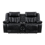 Homelegance Huron Power Reclining Loveseat in Black Faux Leather