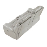 back view of Homelegance Huron gray power reclining loveseat with center console, modern V-pattern stitching, and padded armrests