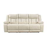 Homelegance Huron Power Double Reclining Sofa in Beige Faux Leather – Front View