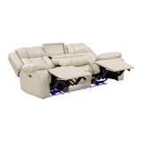 8457BEG-3PW Beige Power Reclining Sofa with Drop-Down Table