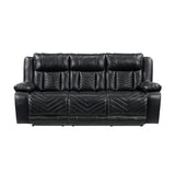 Huron power reclining sofa in black by Homelegance 8457BLK-3PW front view