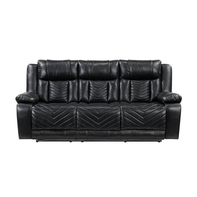 Huron power reclining sofa in black by Homelegance 8457BLK-3PW front view