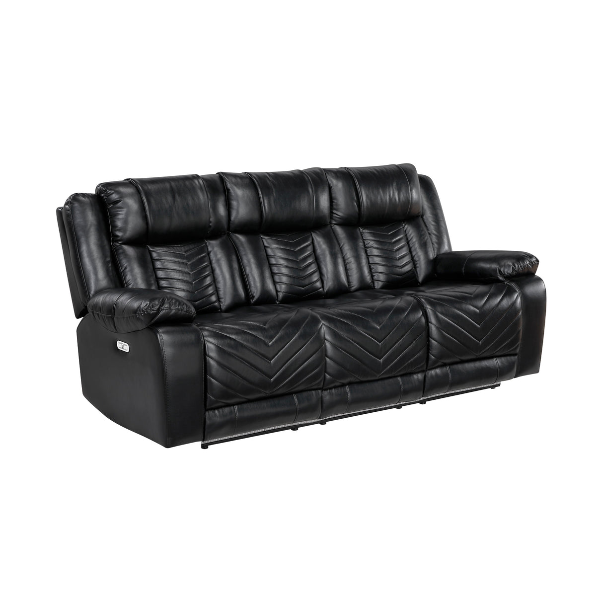 Huron power reclining sofa in black by Homelegance 8457BLK-3PW side view