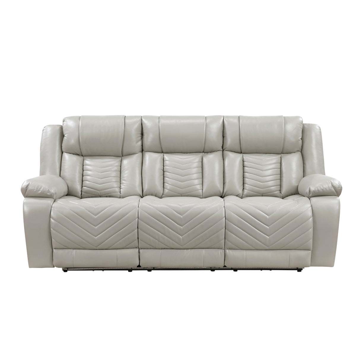 Homelegance Huron Power Reclining Sofa in Gray Faux Leather – Front View