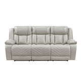 Homelegance Huron Power Reclining Sofa in Gray Faux Leather – Front View