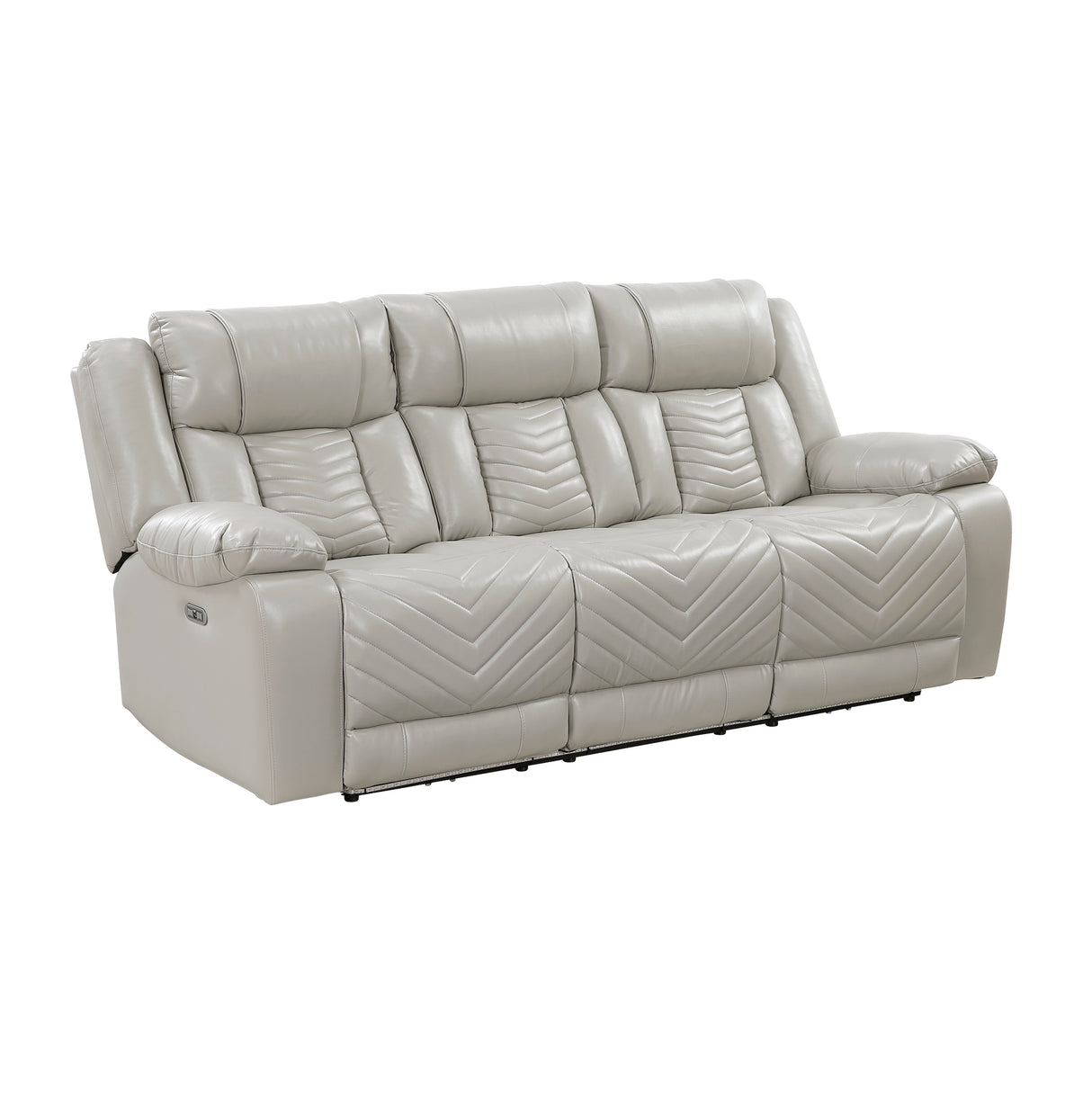 8457GRY-3PW Gray Power Reclining Sofa – Angle View