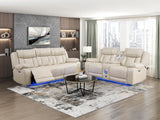 Huron Beige Power Reclining Sofa and Loveseat Set by Homelegance 8457BEG*2PW