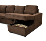 123" Oversized Sectional Sofa with Storage Chaise, U Shaped Sectional Couch with 4 Throw Pillows for Large Space Dorm Apartment. Chocolate - W1417S00004 - image - 7