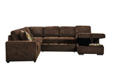 123" Oversized Sectional Sofa with Storage Chaise, U Shaped Sectional Couch with 4 Throw Pillows for Large Space Dorm Apartment. Chocolate - W1417S00004 - image - 2