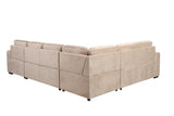 123" Oversized Sectional Sofa with Storage Chaise, U Shaped Sectional Couch with 4 Throw Pillows for Large Space Dorm Apartment. Beige - W1417S00005 - image - 6