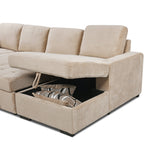 123" Oversized Sectional Sofa with Storage Chaise, U Shaped Sectional Couch with 4 Throw Pillows for Large Space Dorm Apartment. Beige - W1417S00005 - image - 7