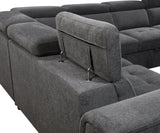 125" Modern U Shaped 7 - seat Sectional Sofa Couch with Adjustable Headrest, Sofa Bed with Storage Chaise - Pull Out Couch Bed for Living Room ,Dark Gray - W1417S00012 - image - 11