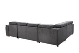 125" Modern U Shaped 7 - seat Sectional Sofa Couch with Adjustable Headrest, Sofa Bed with Storage Chaise - Pull Out Couch Bed for Living Room ,Dark Gray - W1417S00012 - image - 7