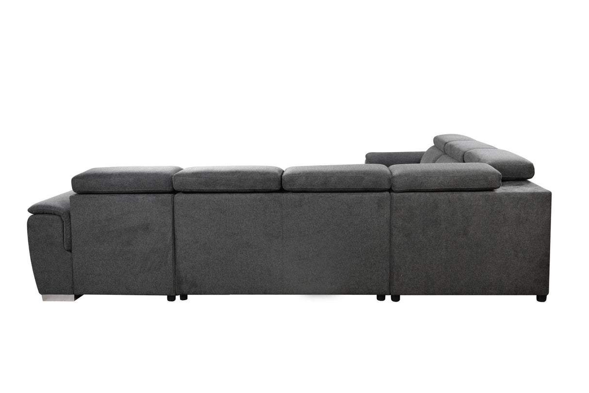 125" Modern U Shaped 7 - seat Sectional Sofa Couch with Adjustable Headrest, Sofa Bed with Storage Chaise - Pull Out Couch Bed for Living Room ,Dark Gray - W1417S00012 - image - 6