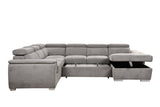 125" Modern U Shaped 7 - seat Sectional Sofa Couch with Adjustable Headrest, Sofa Bed with Storage Chaise - Pull Out Couch Bed for Living Room ,Light Gray | Home Elegance USA