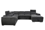 125" Modern U Shaped 7 - seat Sectional Sofa Couch with Adjustable Headrest, Sofa Bed with Storage Chaise - Pull Out Couch Bed for Living Room ,Dark Gray - W1417S00012 - image - 4