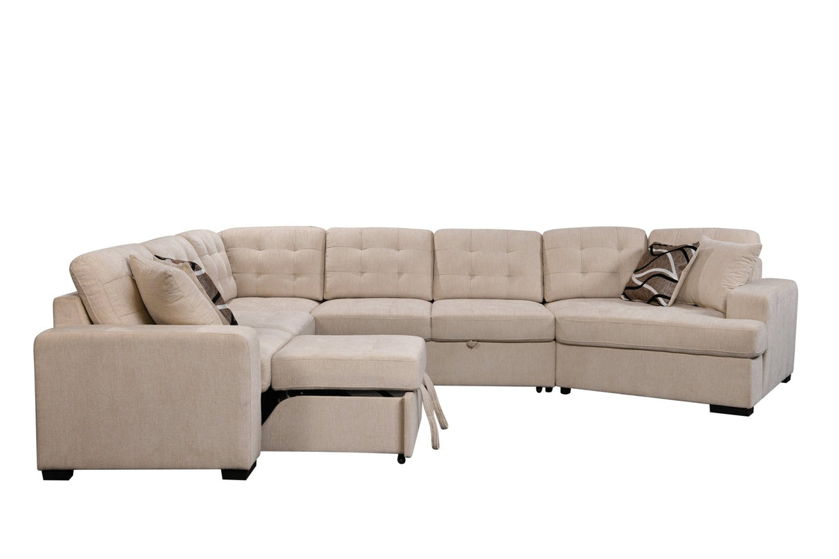 149" Oversized Sectional Modern Large Upholstered U - Shape Sectional Sofa, Extra Wide Chaise Lounge Couch for Home, Bedroom, Apartment, Dorm, Office, Beige - W1417S00006 - image - 2