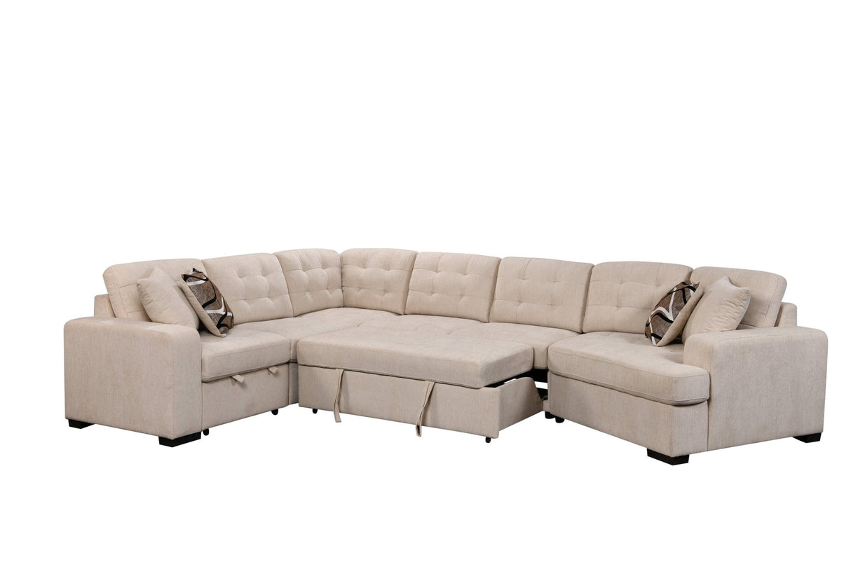 149" Oversized Sectional Modern Large Upholstered U - Shape Sectional Sofa, Extra Wide Chaise Lounge Couch for Home, Bedroom, Apartment, Dorm, Office, Beige - W1417S00006 - image - 3