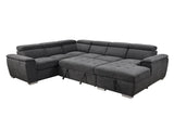 125" Modern U Shaped 7 - seat Sectional Sofa Couch with Adjustable Headrest, Sofa Bed with Storage Chaise - Pull Out Couch Bed for Living Room ,Dark Gray - W1417S00012 - image - 2