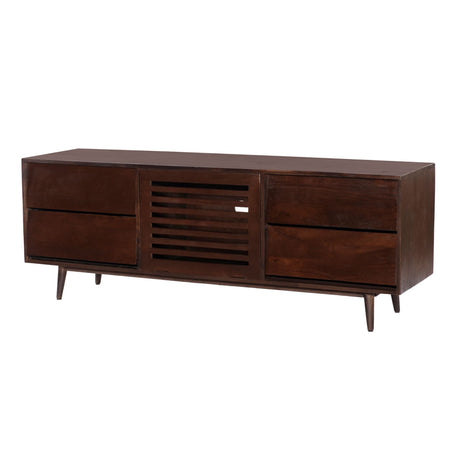 64 Inch TV Cabinet with 4 Drawers and Wooden Frame, Walnut Brown Home Elegance USA
