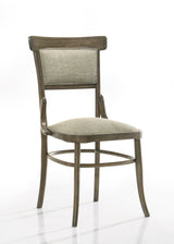 Bistro Vintage Walnut 9 Piece Dining Table with Extension Leaf and Off White Fabric Dining Chairs | Home Elegance USA