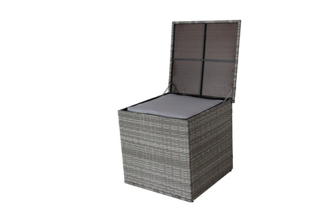 4 Piece Patio Sectional Wicker Rattan Outdoor Furniture Sofa Set with Storage Box Grey - Outdoor Sectionals - W209S00014 - image - 15