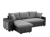 Artemax 92.5“Linen Reversible Sleeper Sectional Sofa with storage and 2 stools Steel Gray - W668S00006 - Home Elegance USA - 13