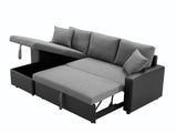 Artemax 92.5“Linen Reversible Sleeper Sectional Sofa with storage and 2 stools Steel Gray - W668S00006 - Home Elegance USA - 11