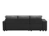 Artemax 92.5“Linen Reversible Sleeper Sectional Sofa with storage and 2 stools Steel Gray - W668S00006 - Home Elegance USA - 12