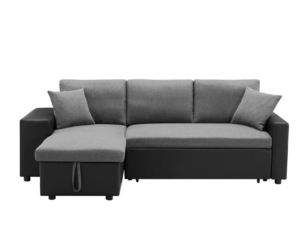 Artemax 92.5“Linen Reversible Sleeper Sectional Sofa with storage and 2 stools Steel Gray - W668S00006 - Home Elegance USA - 7