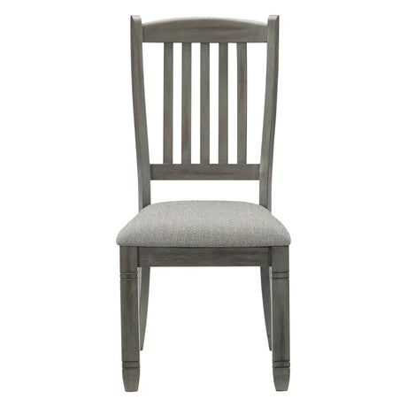 Antique Gray and Coffee Finish 5pc Dining Set Table w 6x Drawers Upholstered 4x Side Chairs Casual Country Style Dining Room Furniture | Home Elegance USA