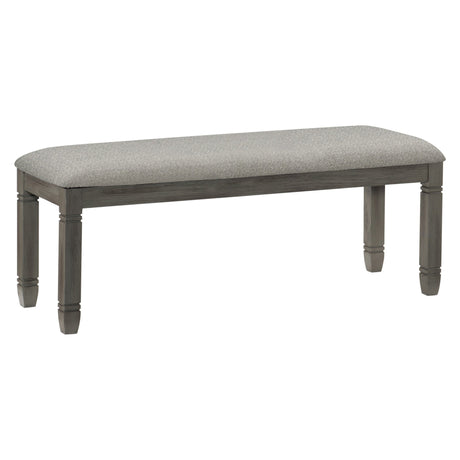 Antique Gray and Coffee Finish 6pc Dining Set Table w 6x Drawers Upholstered Bench 4x Side Chairs Casual Country Style Dining Room Furniture | Home Elegance USA