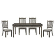 Antique Gray and Coffee Finish 5pc Dining Set Table w 6x Drawers Upholstered 4x Side Chairs Casual Country Style Dining Room Furniture | Home Elegance USA