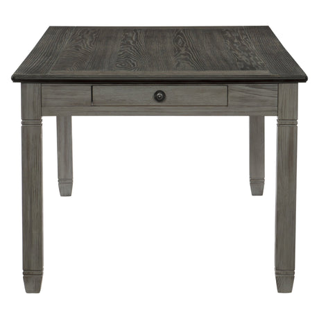 Antique Gray and Coffee Finish 5pc Dining Set Table w 6x Drawers Upholstered 4x Side Chairs Casual Country Style Dining Room Furniture | Home Elegance USA