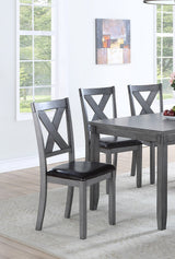 Dining Room Furniture Casual Modern 6pc Set Dining Table 4x Side Chairs and A Bench Rubberwood and Birch veneers Gray Finish | Home Elegance USA
