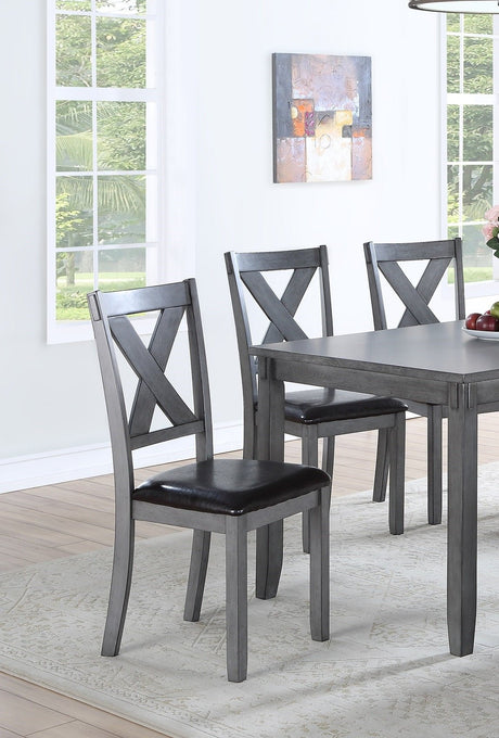 Dining Room Furniture Casual Modern 6pc Set Dining Table 4x Side Chairs and A Bench Rubberwood and Birch veneers Gray Finish | Home Elegance USA