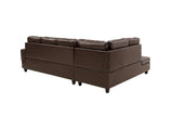 3 PC Sectional Sofa Set, (Brown) Faux Leather Right - Facing Chaise with Free Storage Ottoman | Home Elegance USA