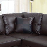 3 PC Sectional Sofa Set, (Brown) Faux Leather left - Facing Chaise with Free Storage Ottoman | Home Elegance USA