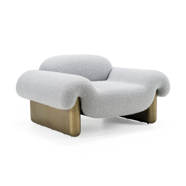 Imagine - Contemporary Grey Fabric + Antique Brass Accent Chair - View Image 1