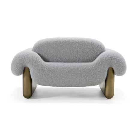 Imagine - Contemporary Grey Fabric + Antique Brass Accent Chair - View Image 1